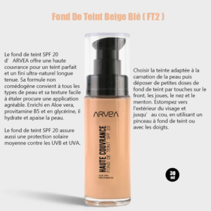 Fond de teint haute couvrance spf20 FT2 beige blé